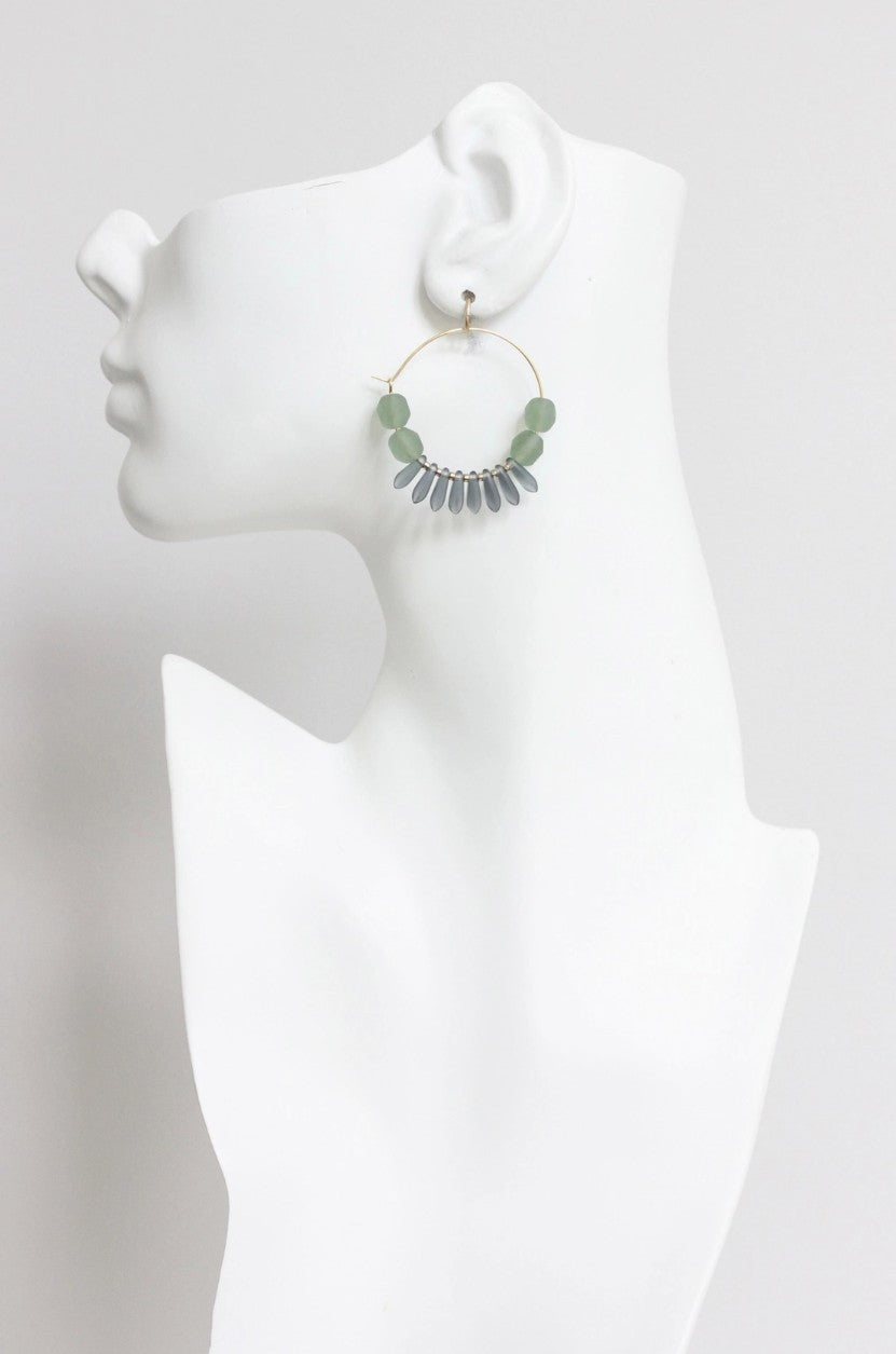 DAVID AUBREY SEA FOAM HOOP EARRINGS