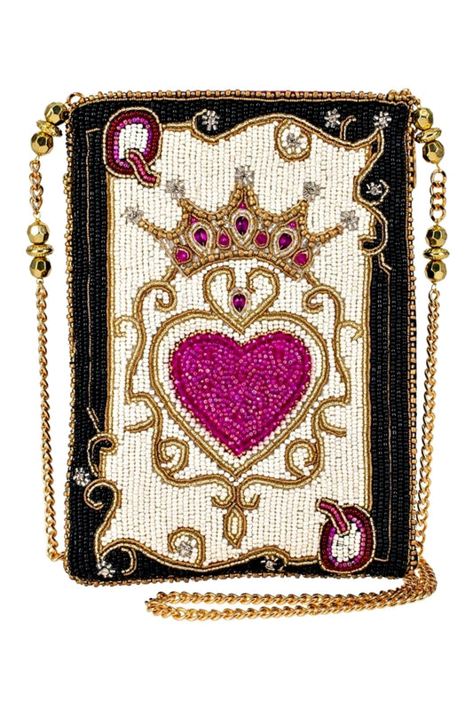 MARY FRANCES DEAL ME IN QUEEN OF HEARTS CROSSBODY PHONE BAG