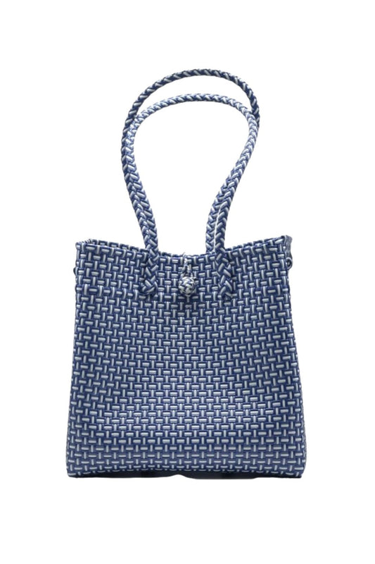MY FUNKY BAGS RECYCLED WOVEN PLASTIC TOTE BAG DENIM