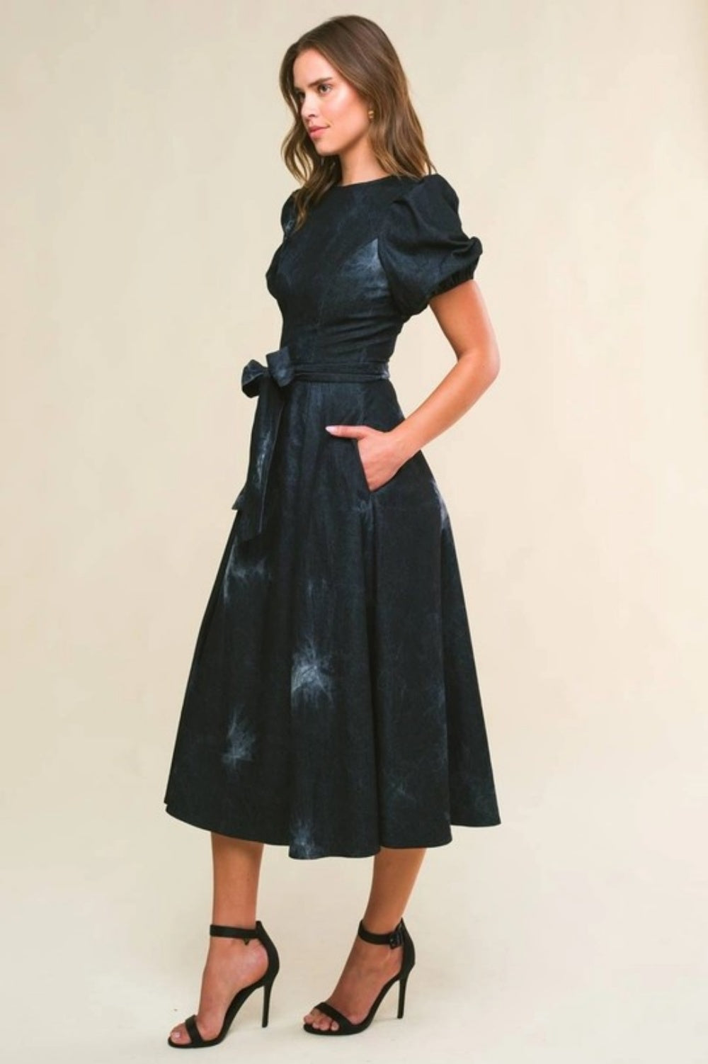 JASPER DISTRESSED DENIM MIDI DRESS