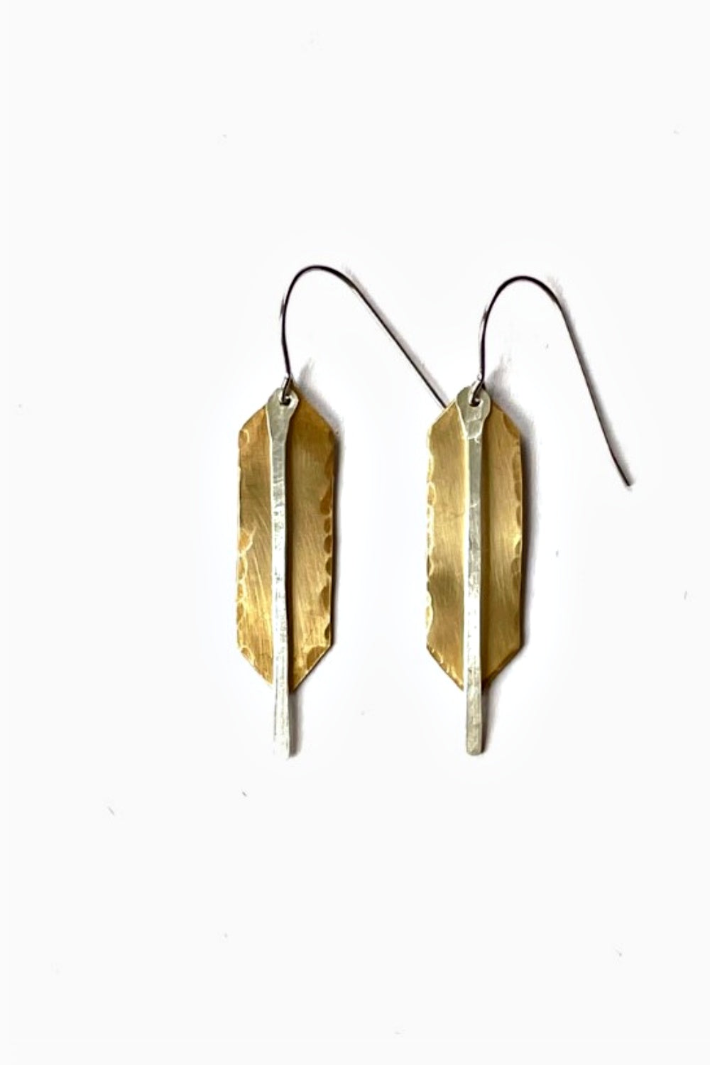 STUDIO 451 JEWELRY DOUBLE POINT EARRINGS IN BRASS + SILVER