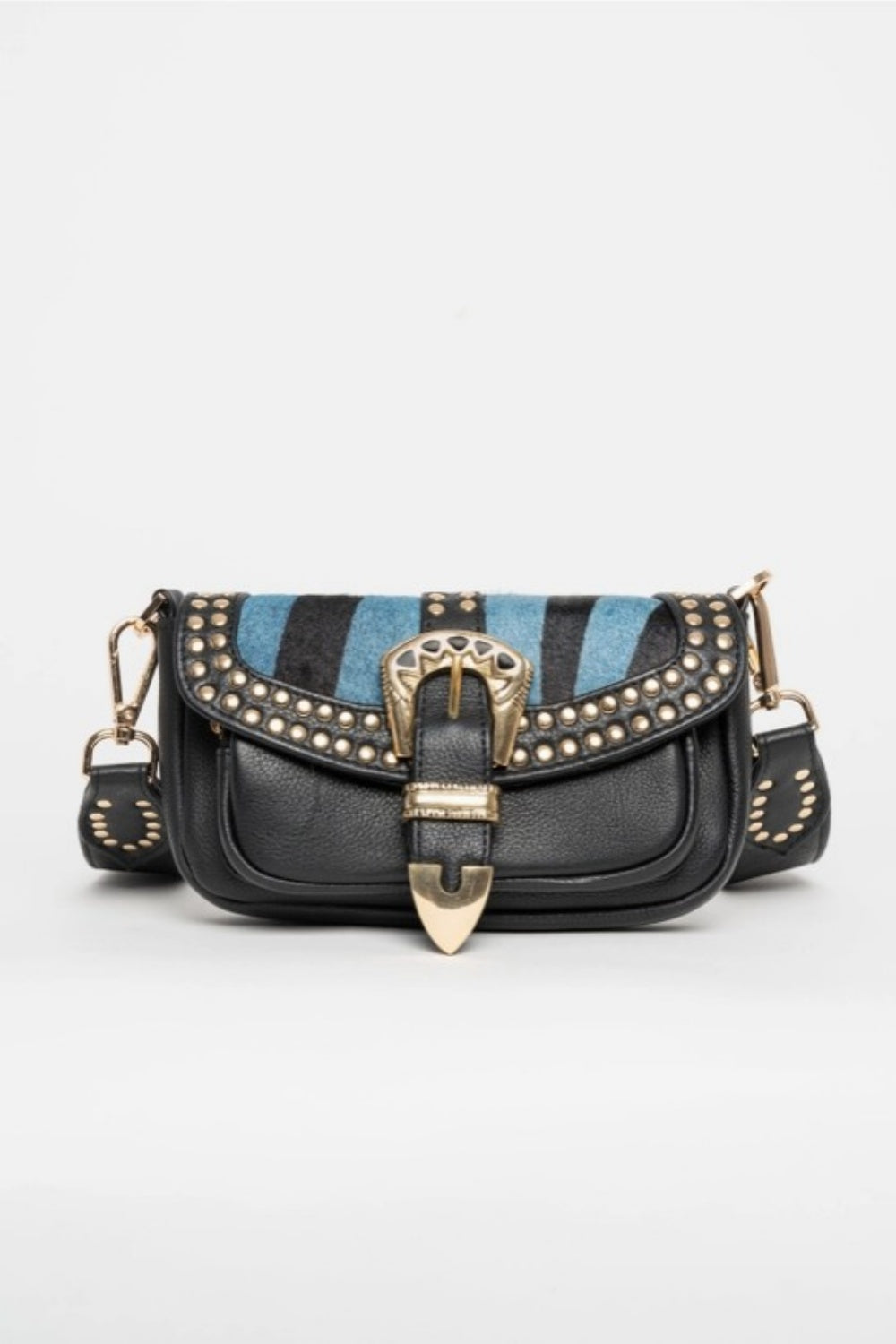 PITI CUITI EDITH BLUE ZEBRA CROSSBODY BAG