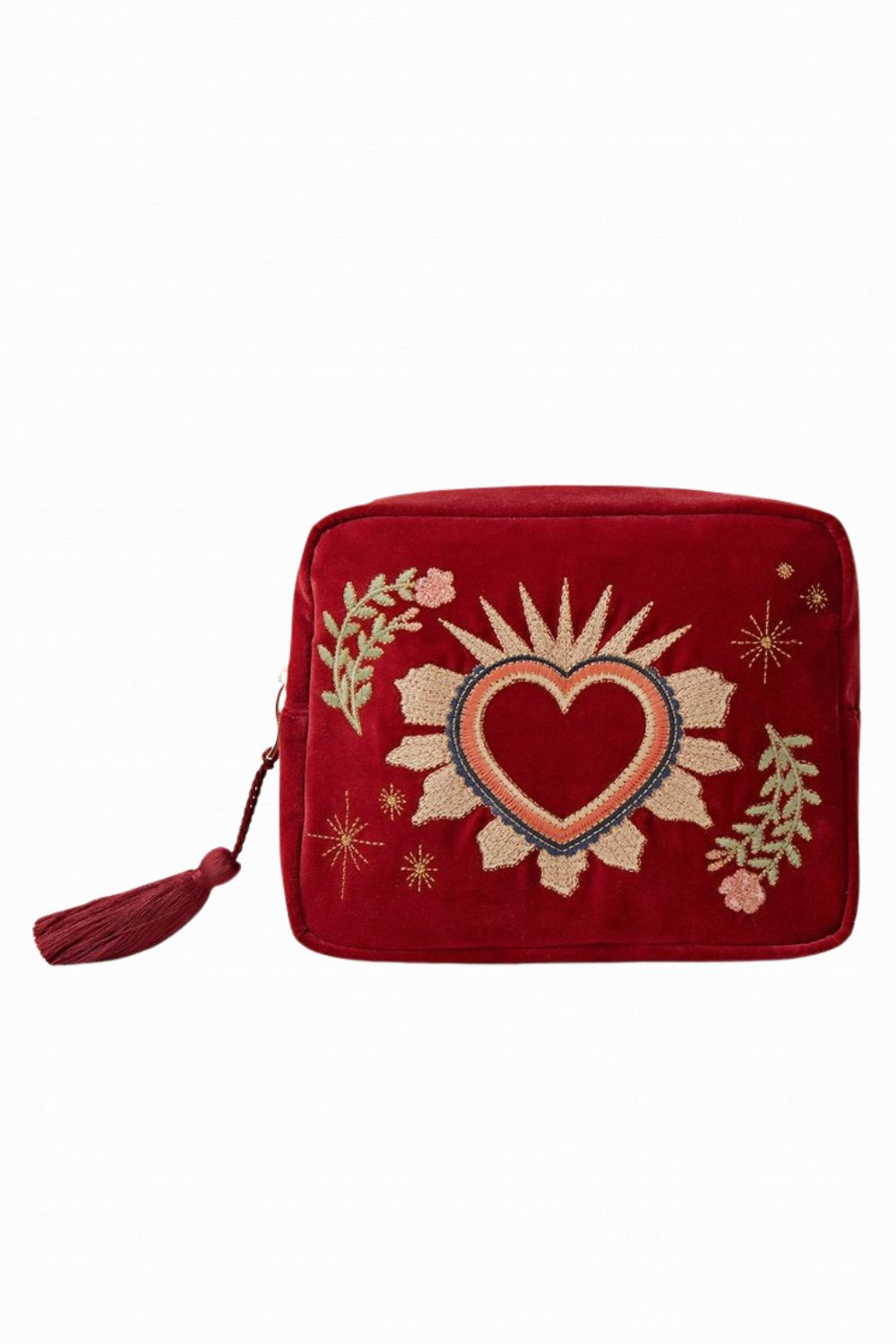 ELIZABETH SCARLETT ENCHANTED HEART VELVET TOILETRY BAG