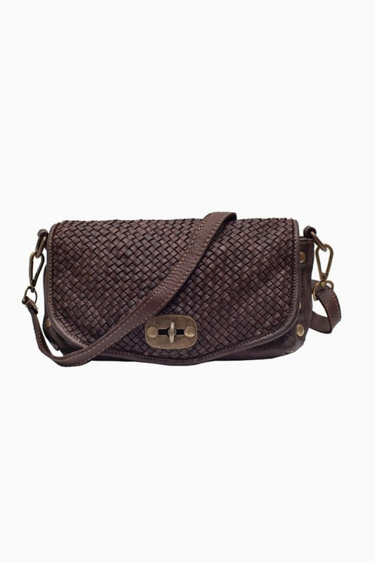 FAITH WOVEN CROSSBODY BAG COGNAC