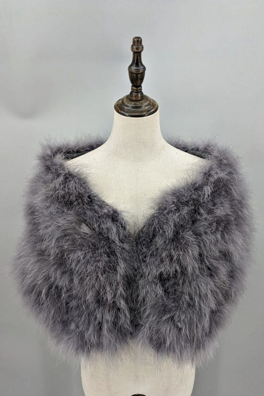 FANCY BIRD FEATHER WRAP GREY