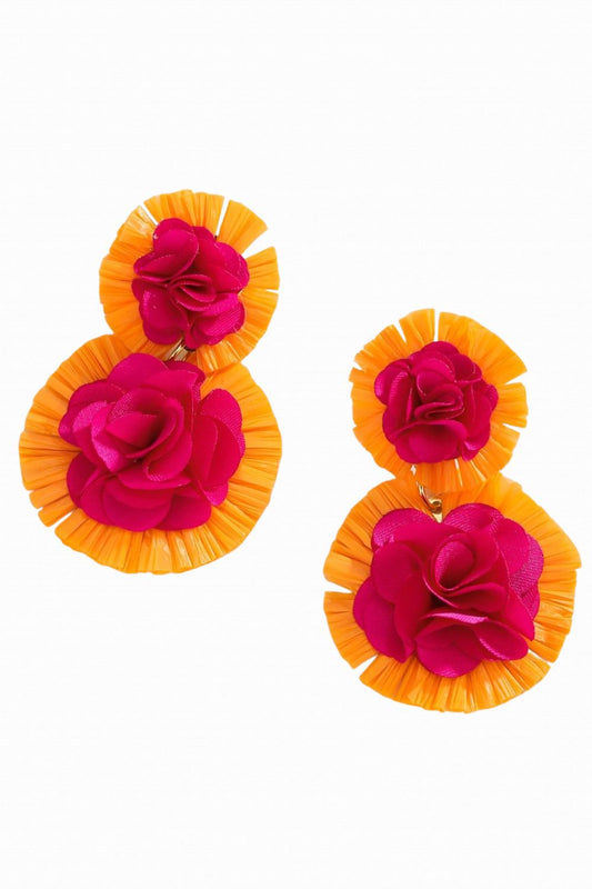 FIESTA EARRINGS TANGERINE + RASPBERRY