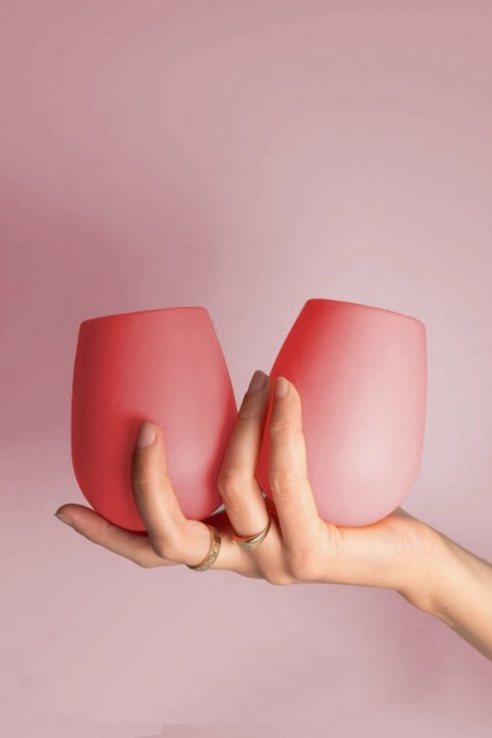 PORTER GREEN FLAMINGO + LOTUS SILICONE GLASSES SET OF 2