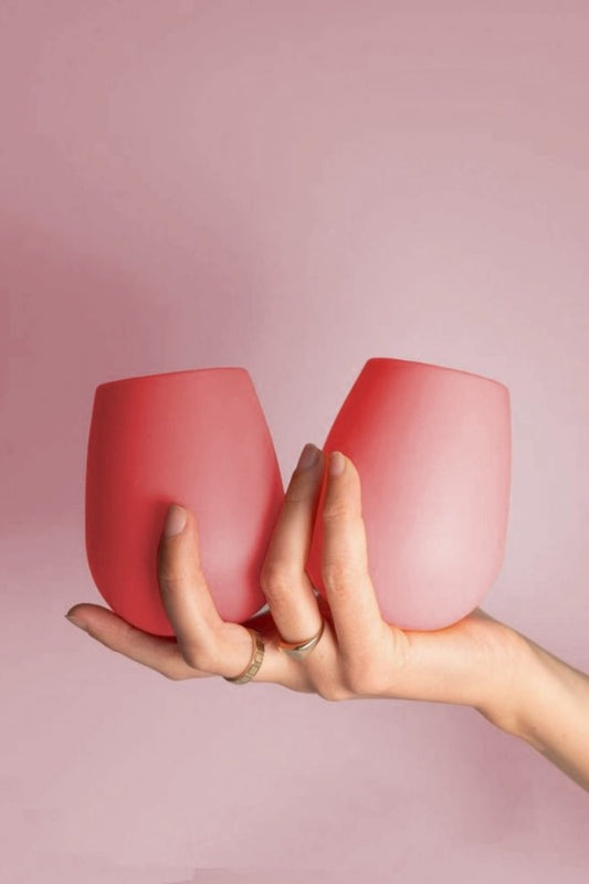 PORTER GREEN FLAMINGO + LOTUS SILICONE GLASSES SET OF 2