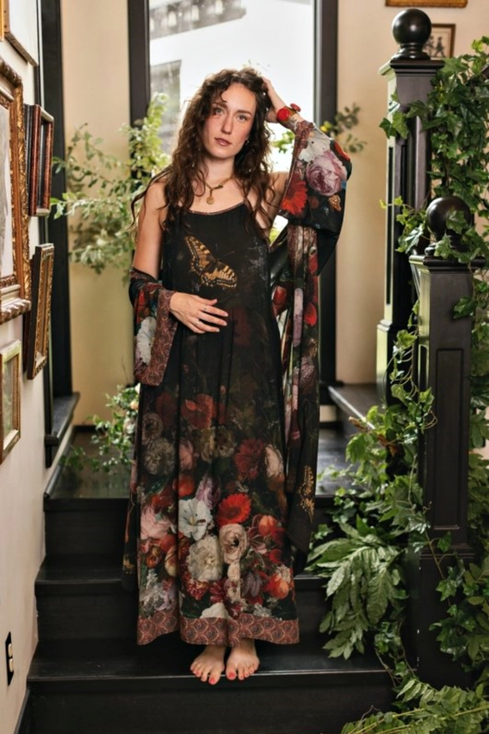 MARKET OF STARS FLIGHT OF FANCY BOHEME LONG BAMBOO SLIP DRESS