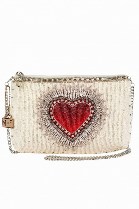 MARY FRANCES FOLLOW YOUR HEART BEADED SHOULDER BAG