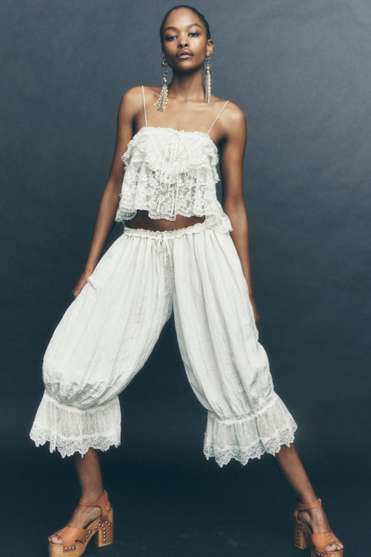 FREE PEOPLE FOREVER YOUNG  BLOOMER PANTS WHITE ALLYSUM