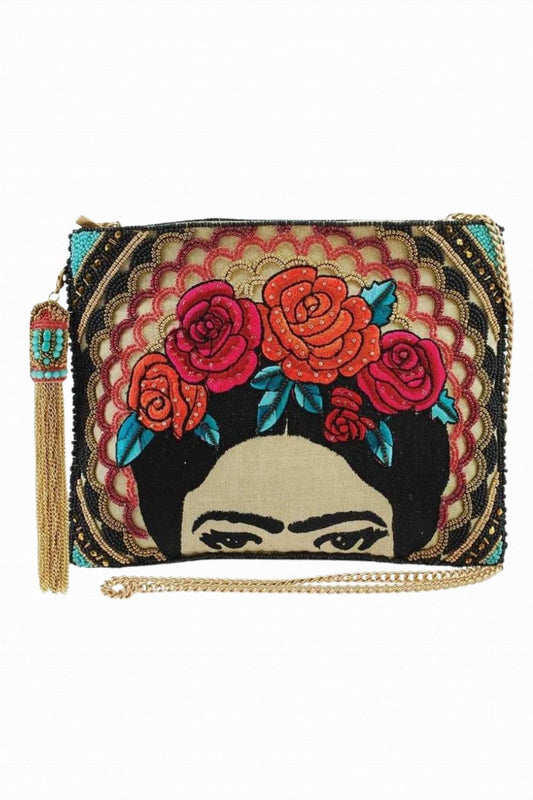 MARY FRANCES FRIDA KAHLO BEADED EMBROIDERED CROSSBODY BAG