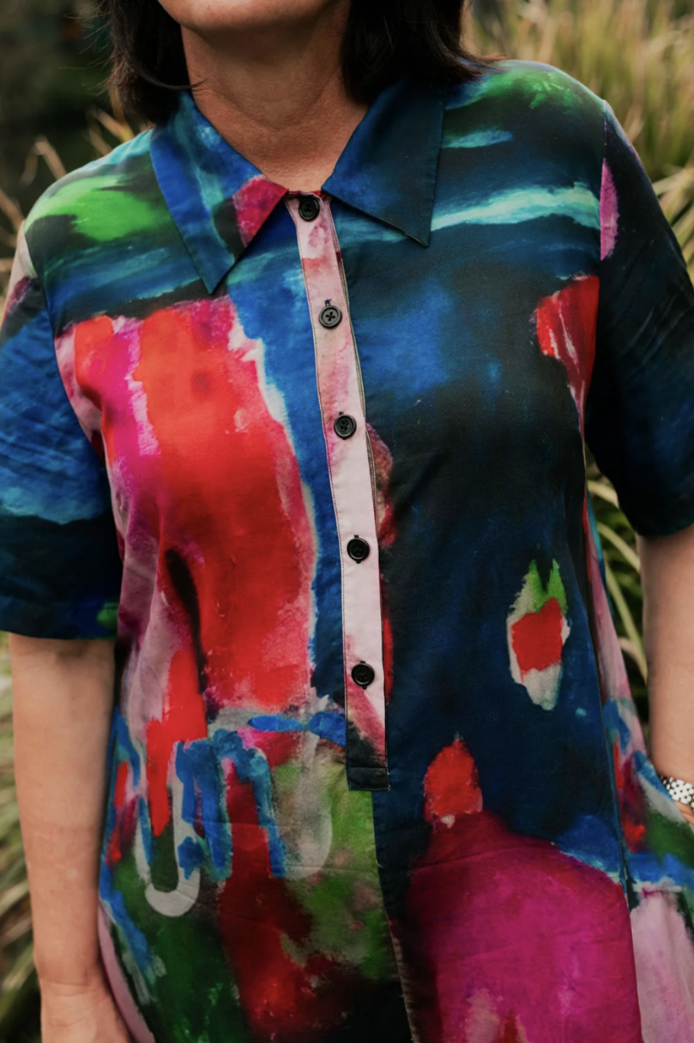 KENNEDY GALLERY MIDI DRESS BRUSHSTOKES