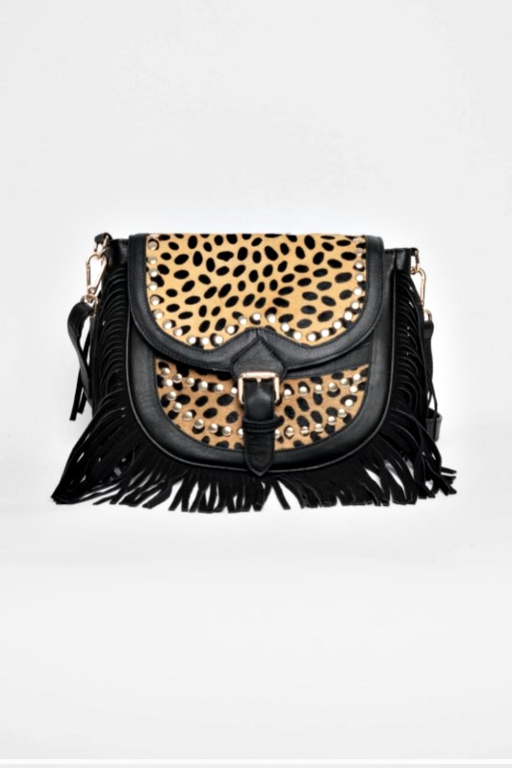 PITI CUITI GAUCHO SADDLE BAG LEOPARD PONY HAIR