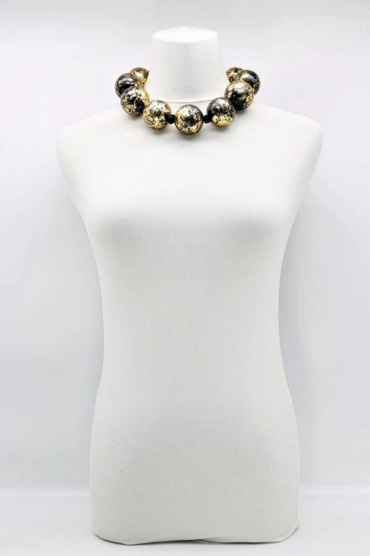 JIANHUI LONDON GIANT BEADS NECKLACE BLACK + GOLD