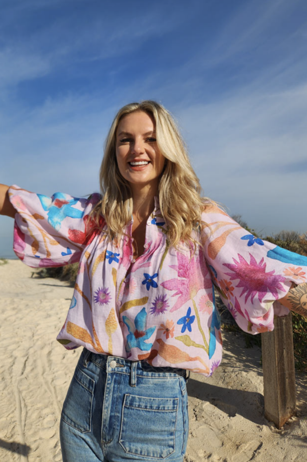ELIZA PIRO GIA SHIRT PINK BOUQUET