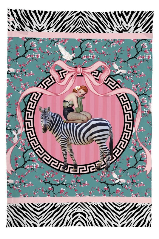 QUEEN K GIGI CHERRY BLOSSOM 100% LINEN TEA TOWEL