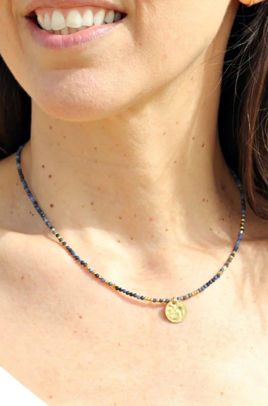 SUNDAY MOOD LITTLE COVE GOLD NECKLACE NAVY