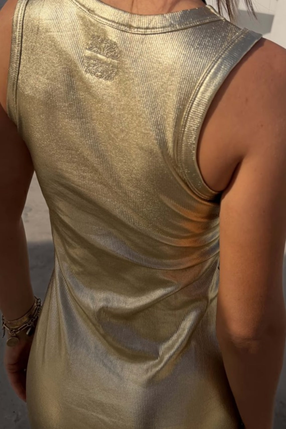 NEVER FULLY DRESSED GOLD RIBBED DRESS