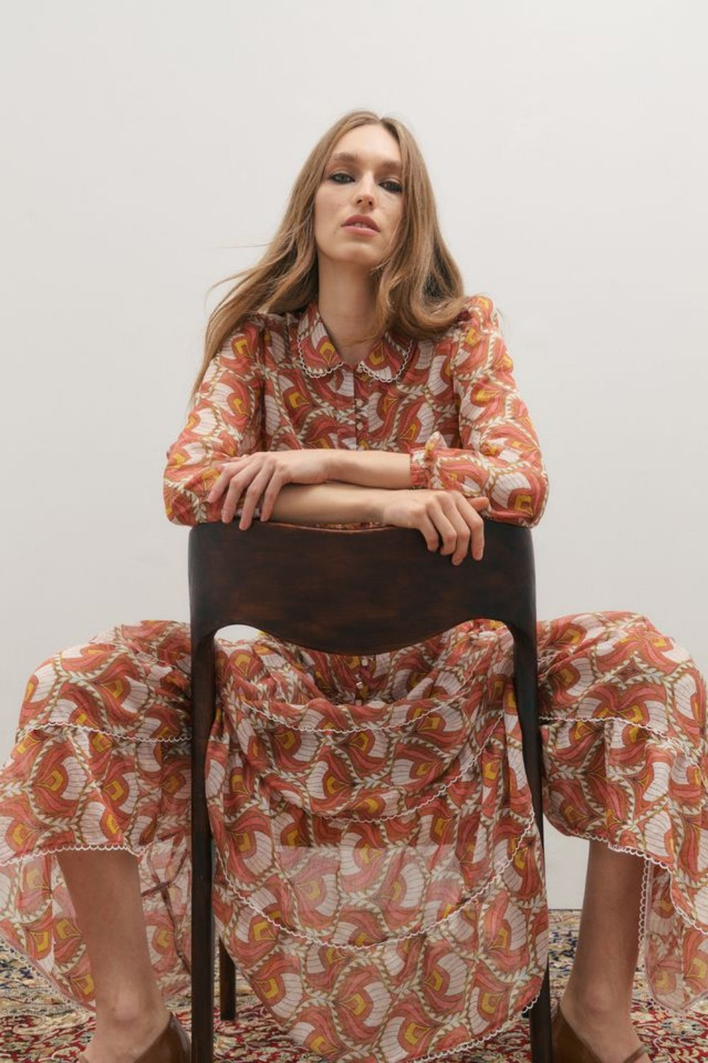 MAEVARII GRACE MAXI DRESS PEACH PEACOCK