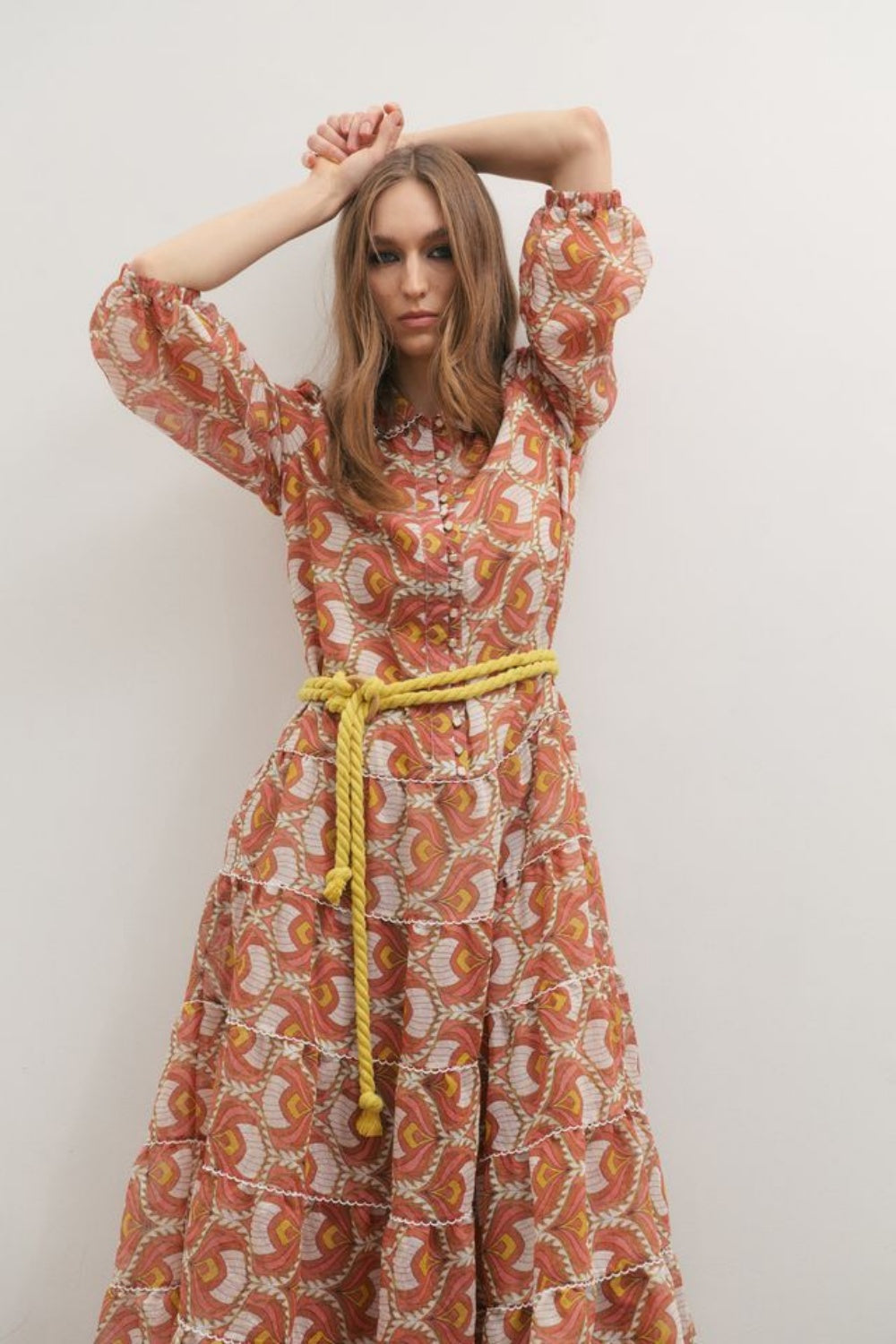 MAEVARII GRACE MAXI DRESS PEACH PEACOCK