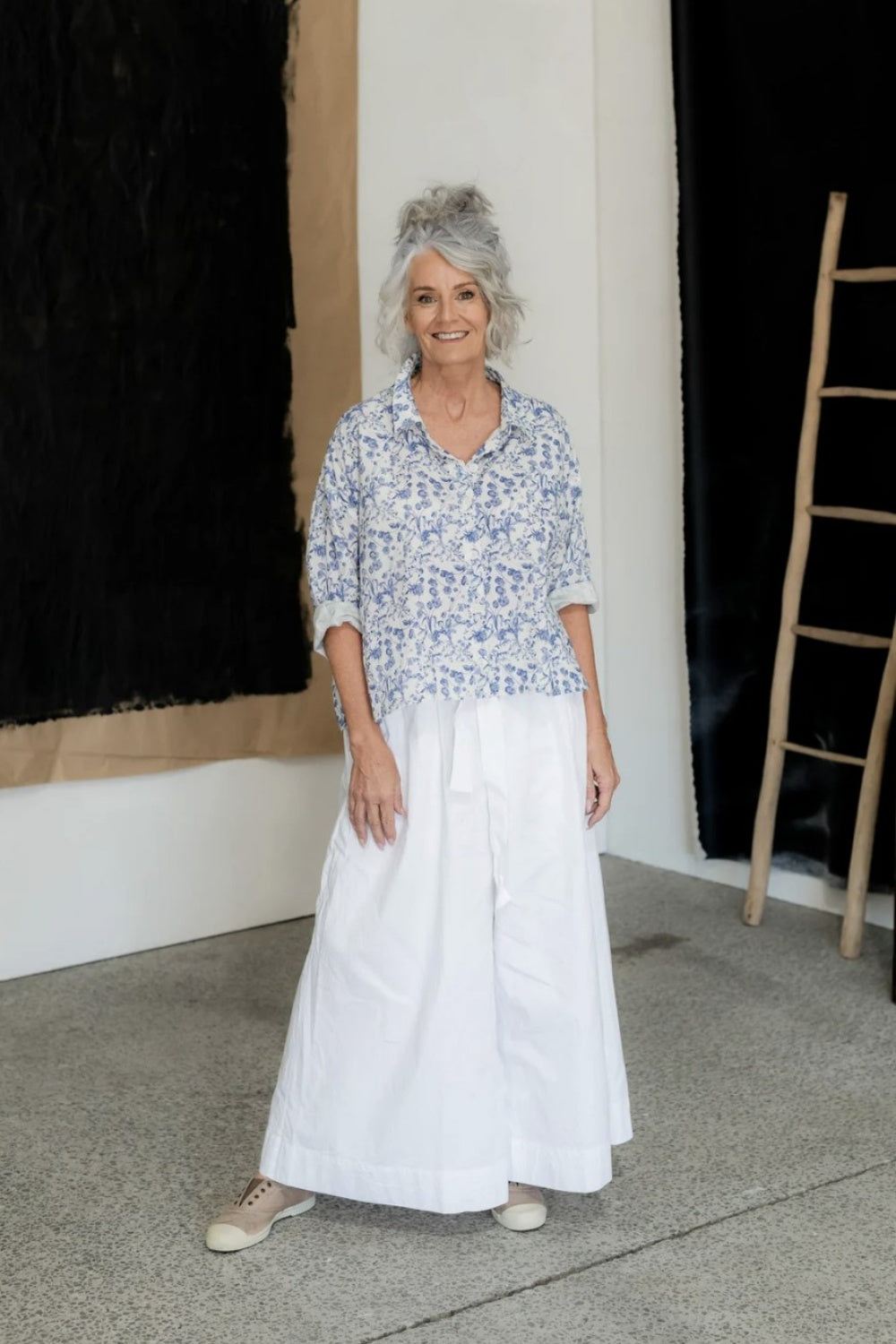 MEG BY DESIGN HARRIET COTTON POPLIN TROUSER WHITE