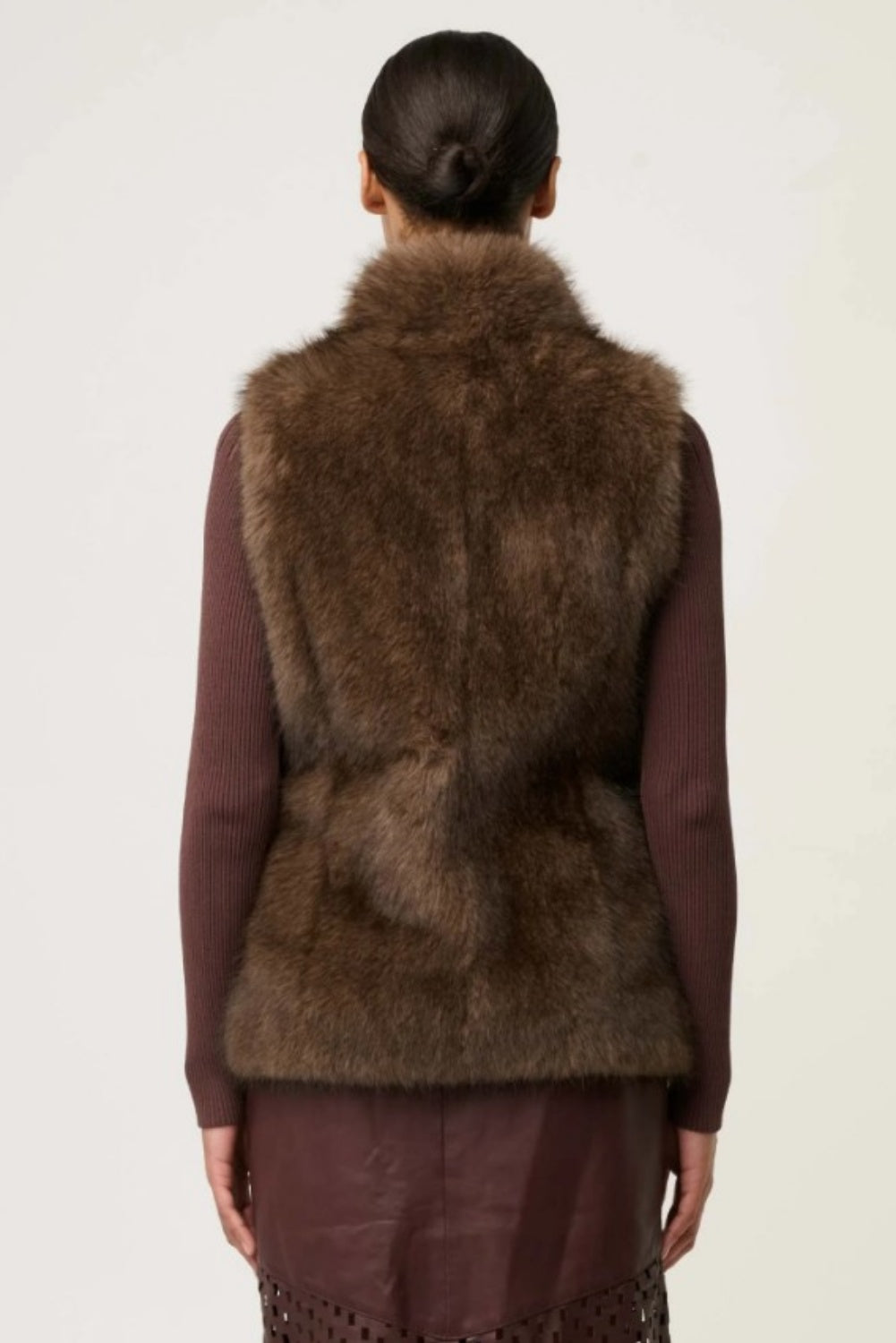 ONCE WAS HAZEL FAUX FUR VEST WALNUT