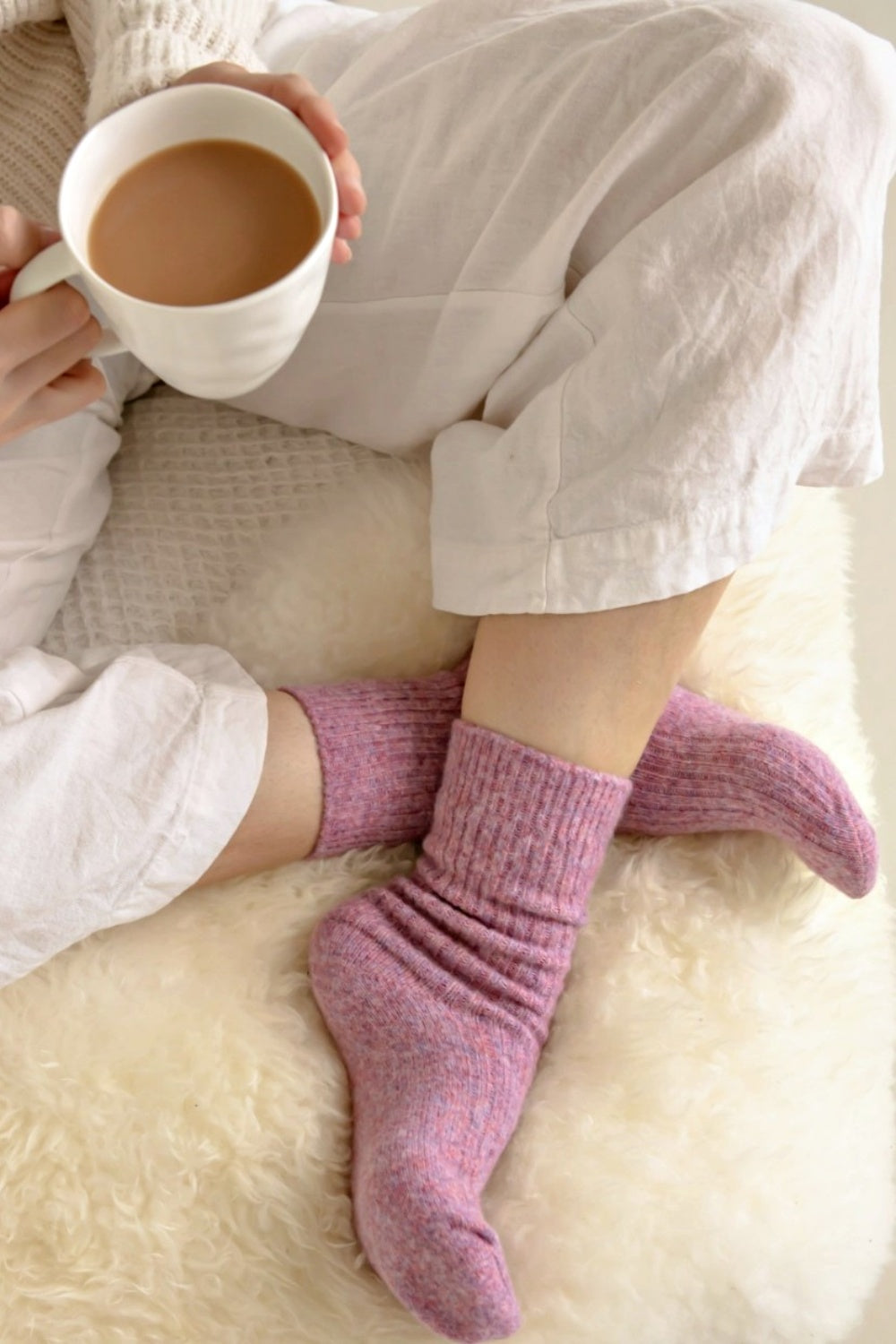 BED + BUTTER COMFIEST SOCKS HEATHER ROSE