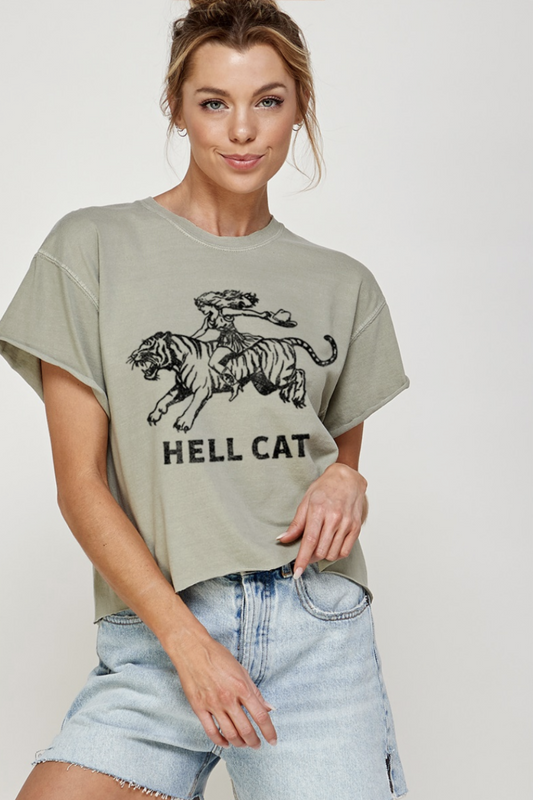 ILLUSTRATED SOCIETY HELLCAT TEE SANDSTONE