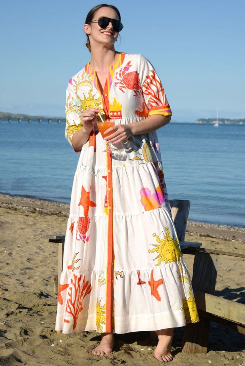 CURATE HIGH + RISING DRESS SUNNY SIDE UP WHITE