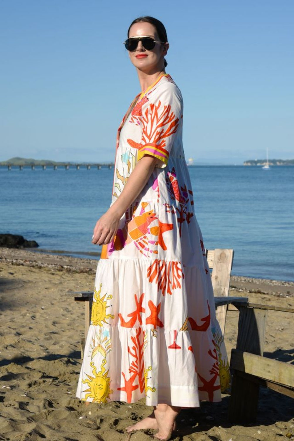 CURATE HIGH + RISING DRESS SUNNY SIDE UP WHITE