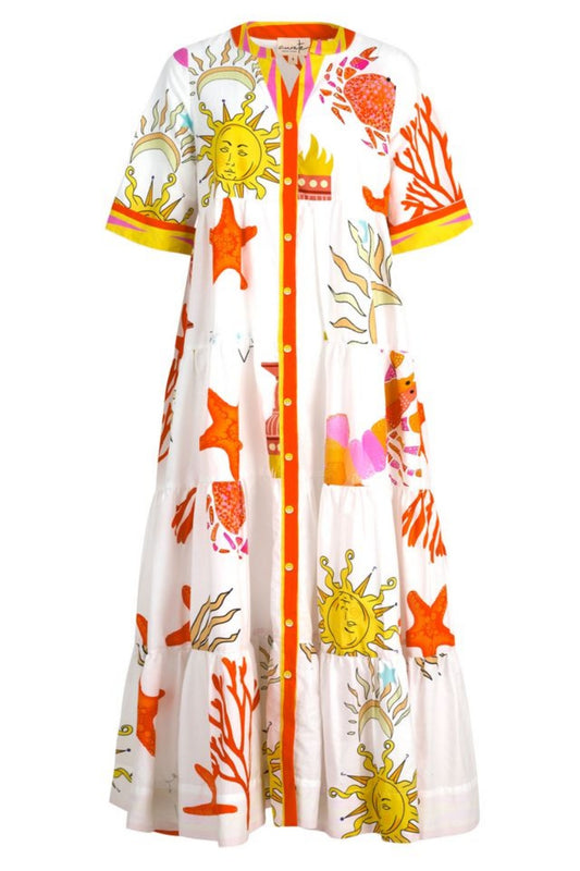 CURATE HIGH + RISING DRESS SUNNY SIDE UP WHITE