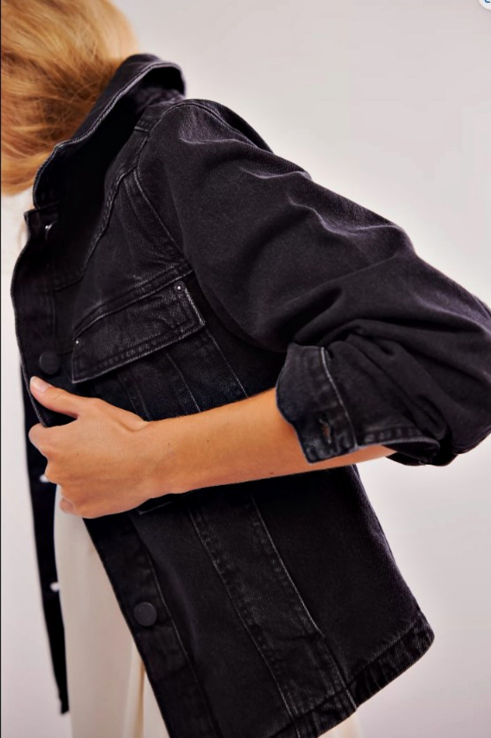 FREE PEOPLE JADE DENIM JACKET WASHED BLACK