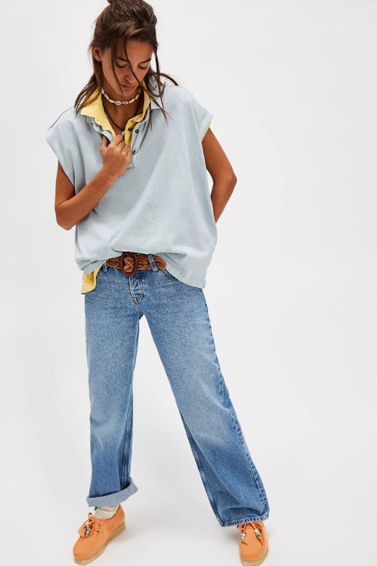 FREE PEOPLE KEEP ON POLO POLAR FOG