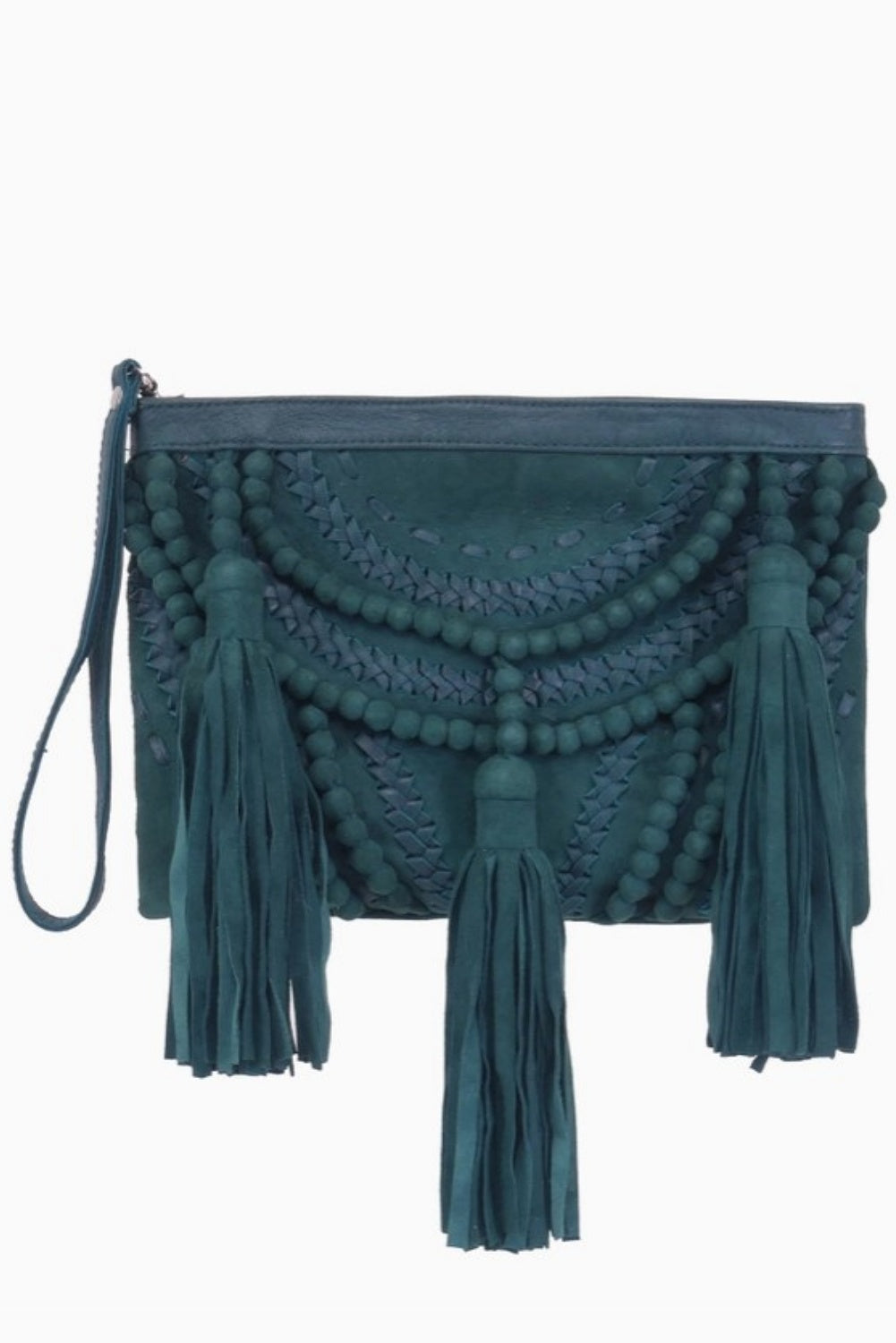 JODI LEE KELSEY CLUTCH METALLIC TEAL