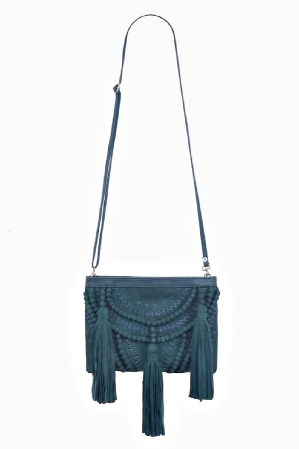 JODI LEE KELSEY CLUTCH METALLIC TEAL