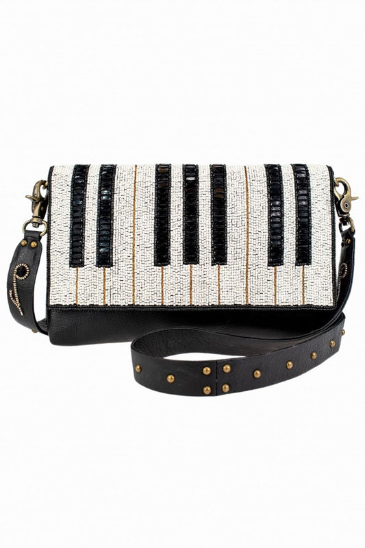 MARY FRANCES KEYNOTE BEADED PIANO KEYS CROSSBODY BAG