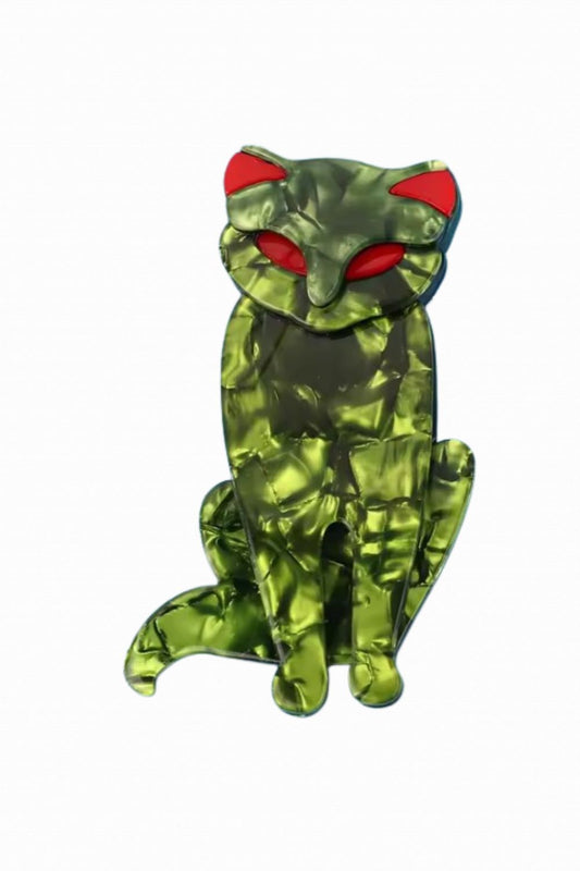 KITTY KAT BROOCH EMERALD GREEN