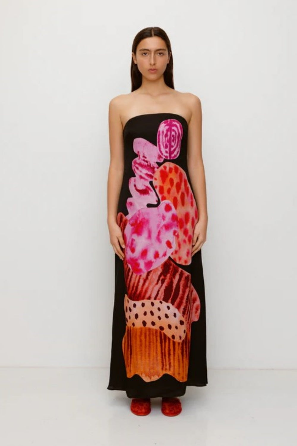 THE WOLF GANG KORA MAXI DRESS NOIR ABSTRACT