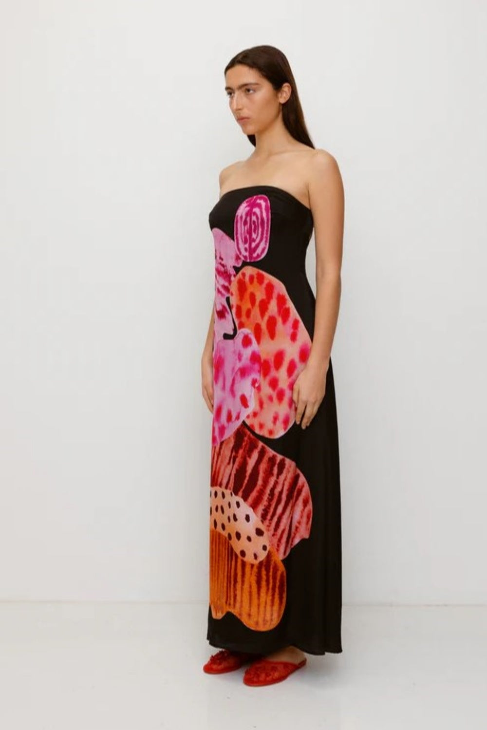 THE WOLF GANG KORA MAXI DRESS NOIR ABSTRACT