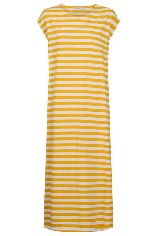 HAVEN KOS STRIPE T SHIRT DRESS YELLOW