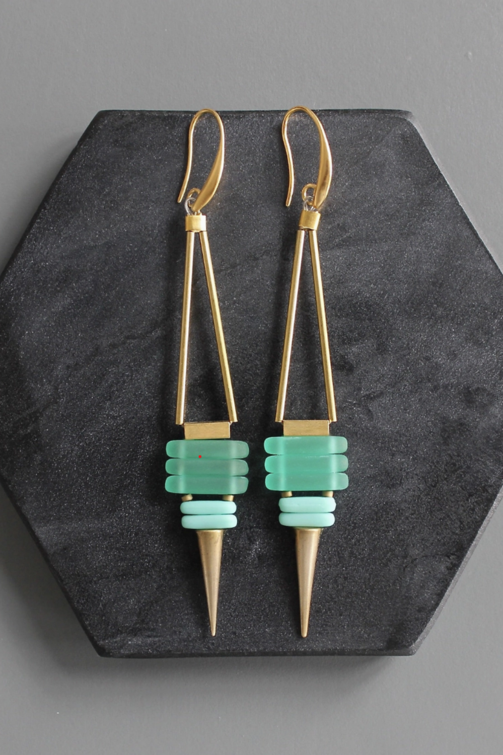 DAVID AUBREY BROOKE GEOMETRIC DROP SPIKE EARRINGS