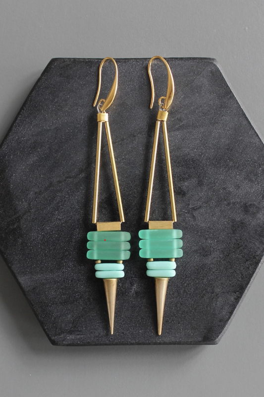 DAVID AUBREY BROOKE GEOMETRIC DROP SPIKE EARRINGS