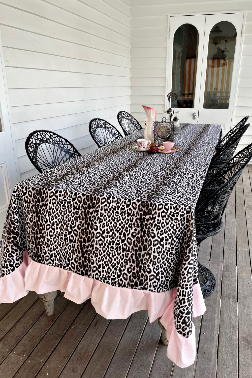 OCELOT FRILLED TABLECLOTH 3.35M