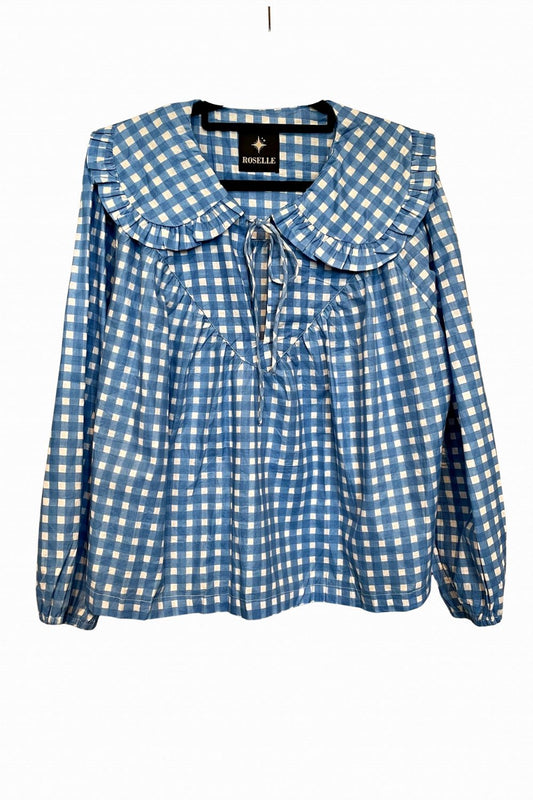 ROSELLE LALA BLOUSE LITTLE CHECK BLUE