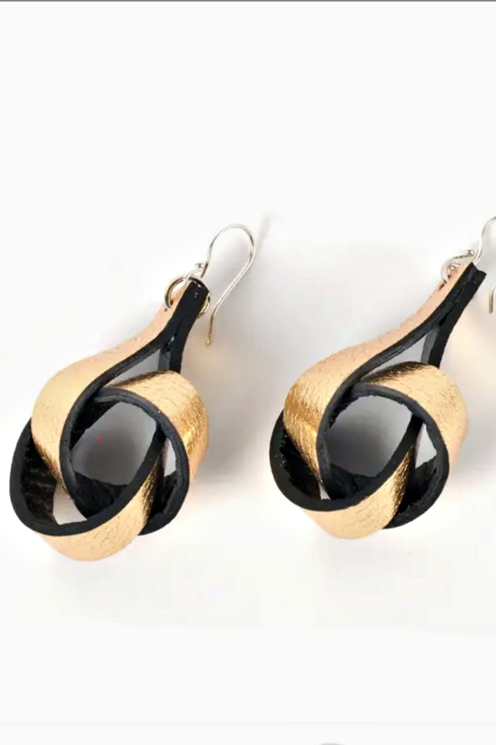 THE DARK LOOP GOLD + BLACK LEATHER EARRINGS