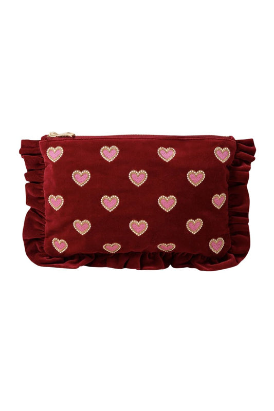 ELIZABETH SCARLETT LOVE HEARTS FRILL POUCH