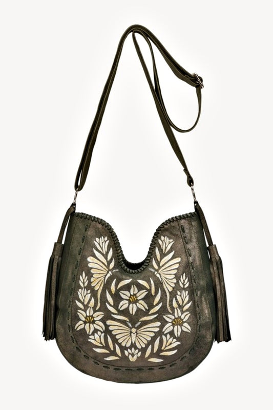 JODI LEE LUNA EMBROIDERY BAG METALLIC OLIVE