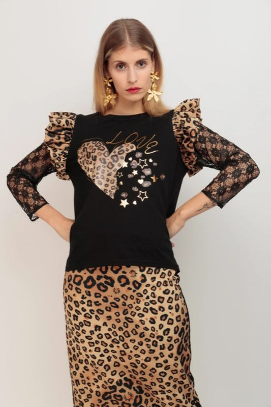 CHILL MARGARITA LEOPARD CORAZON ROTO TEE