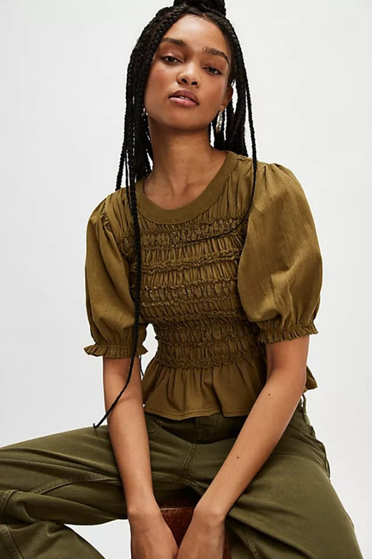 FREE PEOPLE MAXEY TOP CALVARY GREEN